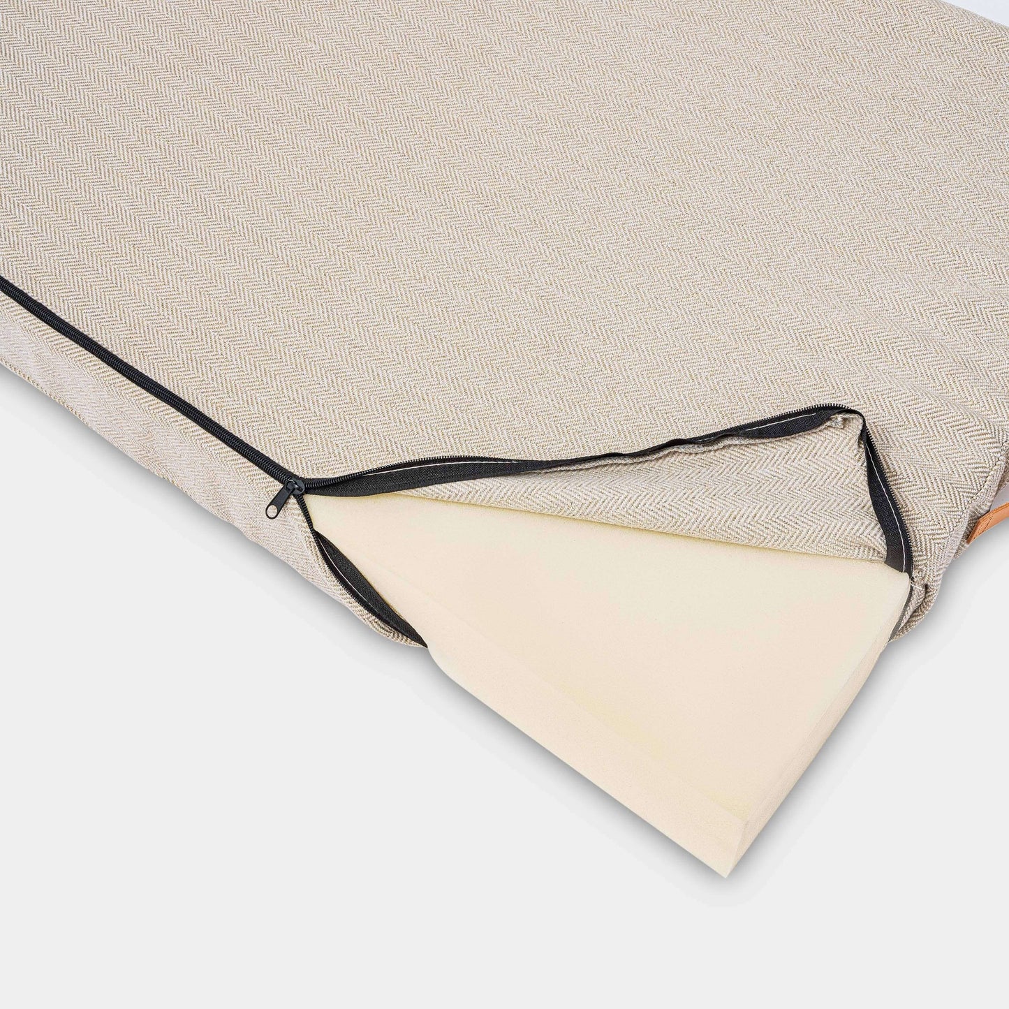 Hugo & Hudson Foam Dog Bed Small - Sand Herringbone
