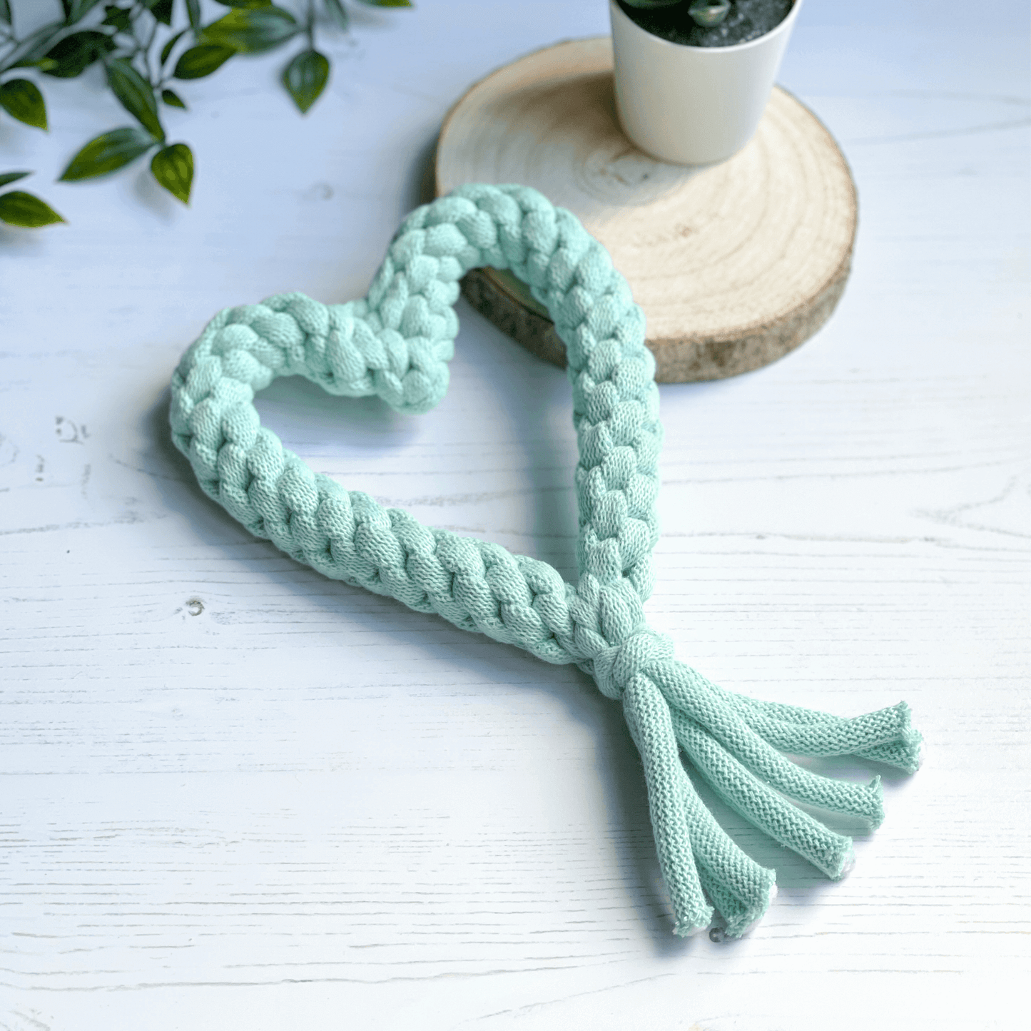 Heart Rope Toy - Mint Green