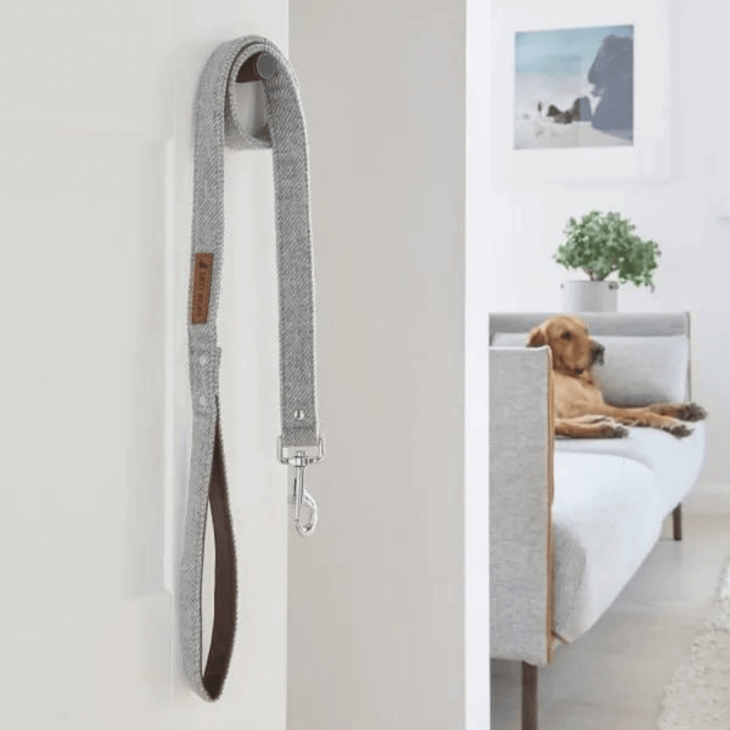 Grey Tweed Dog Lead