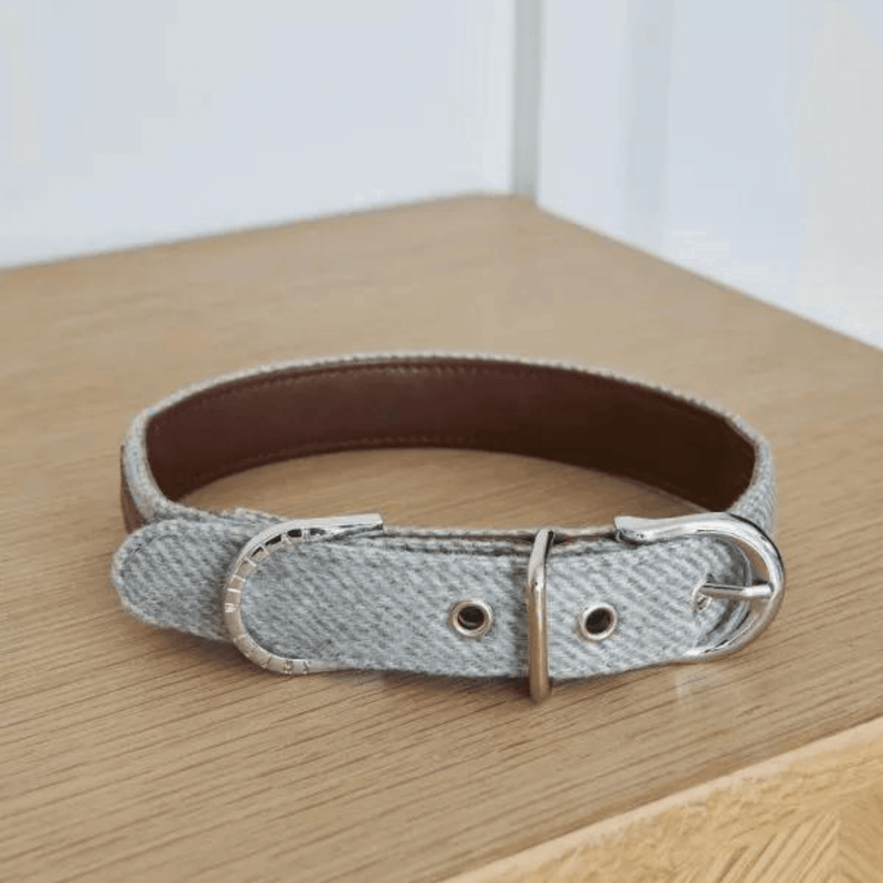 Grey Tweed Dog Collar